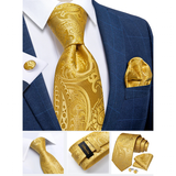 Funki Buys | Neckties | Men's 3 Pcs Yellow Gold Silk Tie Set