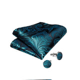 Men's 4 Pcs Teal Silk Paisley Tie Vest Set - Teal - 4pc Tie Set - MD-0412-7885 - 3XL - Silk - image 5