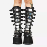 Women's Punk Buckle Strap Platform Boots - White - 1 - 2022 - Rippled Heel - 43 B - PU Leather - image 31