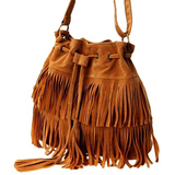 Handbags Women's Fringe Bucket Bag - Black - Medium - PU Suede Leather - image 4
