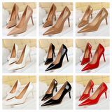 Women's Formal Mid-Heel Nude Scarpins - Nude - 10.5cm - Formal Stilettos - 43 B - PU Patent Leather - image 28