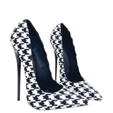 Women's Custom Houndstooth Super High Heels - Black/White - 1 / 12cm Heel - 46 B - PU Leather - image 3