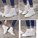 Unisex Genuine Leather Lace Up Ankle Boot - White - 1 / No Fur - 45 B - Leather - image 17