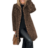 Women's Leopard Print Plush Coat - Dark Brown - Leopard Print Jacket - XXXL - Polyester - image 21