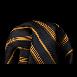 Funki Buys | Neckties | Men's 3 Pcs Gold Striped Formal Tie Set
