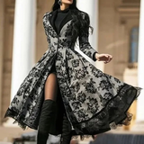 Women's Vintage Dark Gothic Swing Coat - Gray/Black - Gothic Dress - XXL - Polyester - image 17