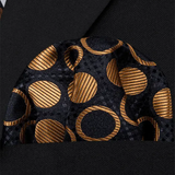Funki Buys | Neckties | Men's 3 Pcs Black Gold Circles Formal Tie Set