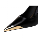Women's Dress Shoes Metal Toe and Heel - Black - 9.5cm Shoes - 40 B - PU Leather - image 39