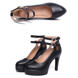 Women's Mary Jane Formal Stilettos - Black - Mary Jane Stilettos - 43 B - PU Leather - image 4