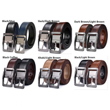 Men's Leather Reversible Rotatable Belt - Black/Blue - Men's Belt - 85cm (Waist 70cm) - Genuine Leather - image 31