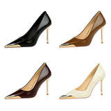 Women's Dress Shoes Metal Toe and Heel - Black - 9.5cm Shoes - 40 B - PU Leather - image 40