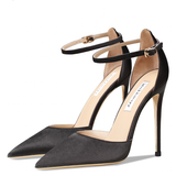 Women's Classic Pointed Toe Patent Stilettos - Black - 4 / Satin / 10cm - 46 B - Genuine Leather - image 15