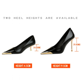 Women's Dress Shoes Metal Toe and Heel - Black - 9.5cm Shoes - 40 B - PU Leather - image 41