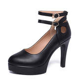 Women's Mary Jane Formal Stilettos - Black - Mary Jane Stilettos - 43 B - PU Leather - image 28