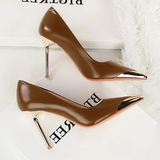 Women's Dress Shoes Metal Toe and Heel - Black - 9.5cm Shoes - 40 B - PU Leather - image 5