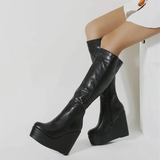 Women's High Luxury Gothic Platform Boots - Black - 1 / Lace Up - 10 B - PU Leather - image 25