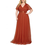 Women's Elegant Chiffon Evening Dress - Burnt Orange  - Dress - 26 - Polyester Chiffon - image 2