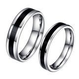 Men's Women's Stainless Steel Couple Ring - Silver/Black - 1 - Men's Ring - 6 - Stainless Steel - image 1