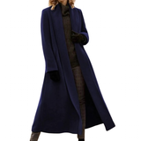 Women's Long Woolen Cardigan Coat - Dark Blue - Jacket - 3XL - Wool Blend - image 17