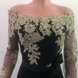Women's Elegant Lace Evening Pantsuit - Black/Gold - Evening Jumpsuit - XXXL - Polyester Spandex - image 13