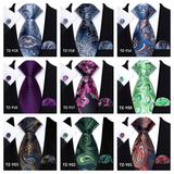 Men's 3 Pcs Silk Paisley Formal Tie Set - Blue - TZ-Y08 - One Size - Silk - image 29