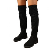 Women's Over Knee Tie Up Platform Boots - Black - Over Knee Suede Tie Boots - 43 B - PU Suede Leather - image 2