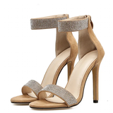 Women's Designer Bling Shimmer Sandals - Apricot - Stiletto Sandals - 43 B - PU Leather - image 1