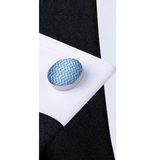 Funki Buys | Neckties | Men's 3 Pcs Pale Blue Herringbone Tie Set