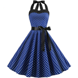 Women's Rockabilly Swing Halter Dress - Blue - 1014 / Swing Dress - XXL - Polyester - image 6