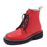 Women's Real Leather Lace Up Ankle Boots - Black - 2 / Fur - 45 B - Leather - image 29
