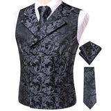 Men's 4 Pcs Formal Floral Tie Vest Sets - Brown - 4pc Tie Set - HT-MJ-0093 - 3XL - Silk - image 13