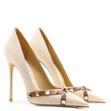 Women's Luxury Leather Rivet Stilettos - Apricot - 3 / Suede / 10cm - 41 B - Genuine Leather - image 6