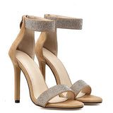 Women's Designer Bling Shimmer Sandals - Apricot - Stiletto Sandals - 43 B - PU Leather - image 3