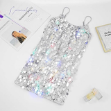 Women's Sparkly Sequin Sling Mini Dress - Black - Mini Dress - XXXL - Polyester - image 12