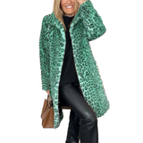 Women's Leopard Print Plush Coat - Green - Leopard Print Jacket - 4XL - Polyester - image 24