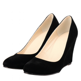 Women's High Heeled Flock Wedge Pumps - Blue - Women High Heels - 42 B - PU Flock Leather - image 20