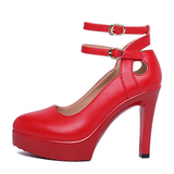 Women's Mary Jane Formal Stilettos - Red - Mary Jane Stilettos - 43 B - PU Leather - image 30