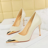 Women's Dress Shoes Metal Toe and Heel - Black - 9.5cm Shoes - 40 B - PU Leather - image 18