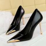Women's Dress Shoes Metal Toe and Heel - Black - 9.5cm Shoes - 40 B - PU Leather - image 36