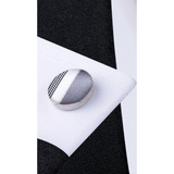 Men's 3 Pcs Light Gray Striped Tie Set - Gray/White - 3 Pcs Necktie Set / 8805 - One Size - Silk - image 2