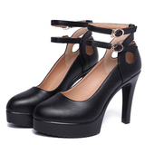 Women's Mary Jane Formal Stilettos - Black - Mary Jane Stilettos - 43 B - PU Leather - image 7