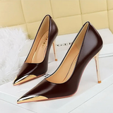 Women's Dress Shoes Metal Toe and Heel - Black - 9.5cm Shoes - 40 B - PU Leather - image 27