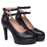 Women's Mary Jane Formal Stilettos - Black - Mary Jane Stilettos - 43 B - PU Leather - image 9