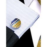 Funki Buys | Neckties | Men's 3 Pcs Yellow Navy Striped Formal Tie Set