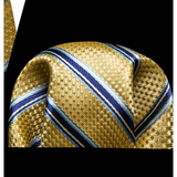 Funki Buys | Neckties | Men's 3 Pcs Yellow Navy Striped Formal Tie Set
