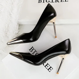 Women's Dress Shoes Metal Toe and Heel - Black - 9.5cm Shoes - 40 B - PU Leather - image 32