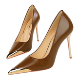 Women's Dress Shoes Metal Toe and Heel - Black - 9.5cm Shoes - 40 B - PU Leather - image 1