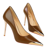 Women's Dress Shoes Metal Toe and Heel - Black - 9.5cm Shoes - 40 B - PU Leather - image 3