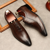 Men's Italian Handmade Oxford Shoes - Brown - C / Oxford Shoes - 45 B - Genuine Leather - image 3