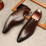 Men's Italian Handmade Oxford Shoes - Brown - C / Oxford Shoes - 45 B - Genuine Leather - image 6